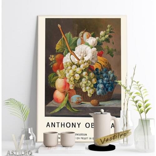 Anthony Oberman Vintage Poster Stilleven Met Bloemen En Fruit In Een Mandje Print Canvas Painting Home Decor Housewarming Gift