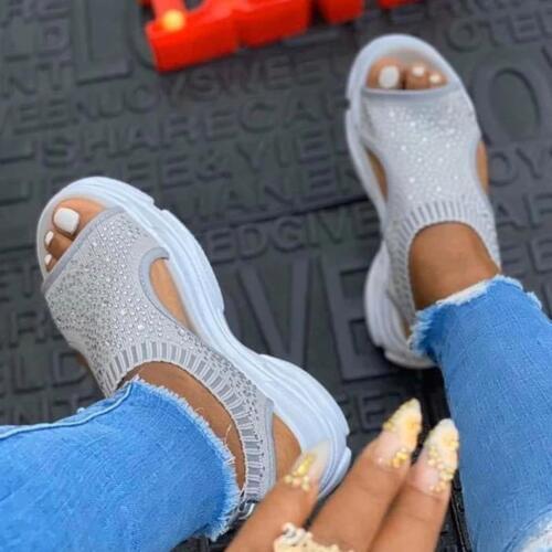 Womens Ladies Fashion Casual Daily Crystal Platform Sandals 2020 Summer Ladies Sports Sandals Shoes Women Beach Sandals#g3
