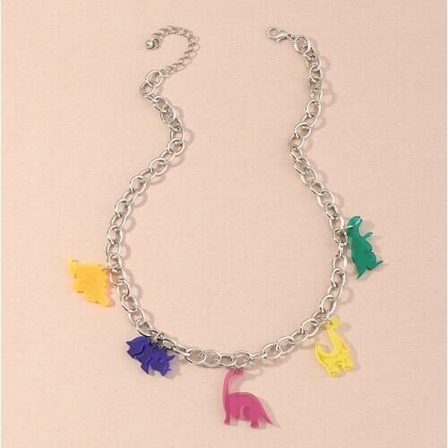 New 2020 Animals Dinosaur Acrylic Charms Pendant Necklace Jewelry for Women Girls Party Birthday Clavicle Chain Necklace Jewelry