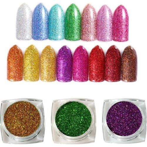 1Box Platinum Shiny Starry Nail Glitter Powder Holographic Laser Glitters Dust Manicure Nail Art Decorations