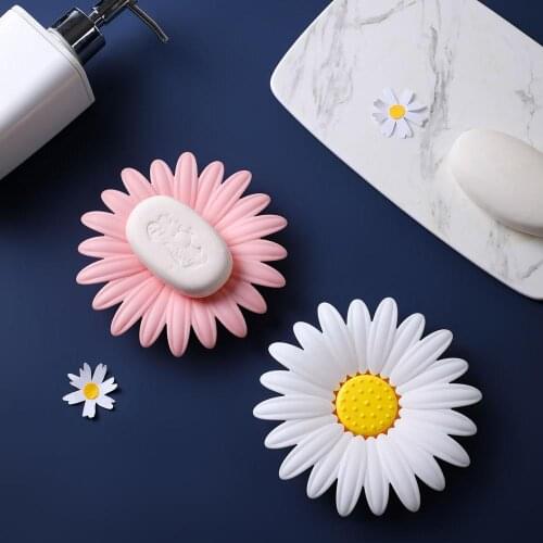 1PC Flower Shape Soap Dishes Creative Personality Cute Bathroom Drain Household Soap Box Student Dormitory Soap Holder
