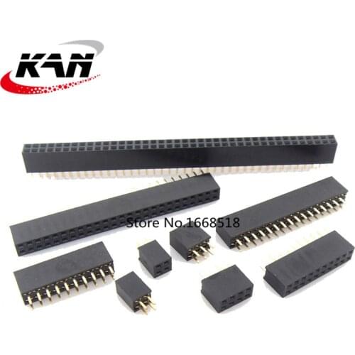 10Pcs 2.54mm 2x2/3/4/5/6/7/8/9/10/11/12/13/14/15/16/20/25/30/40 Pin Stright Female Double Row Pin Header Strip PCB Connector