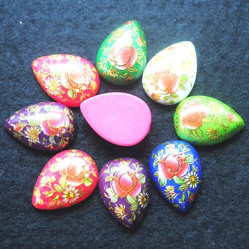 10pcs black plastic beads cabochons dropwater shape size 18x25mm no hole beads cabs flower beads cabs loose beads wholesale