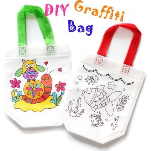 2pcs/lot Puzzle Educational Drawing Toy Children DIY Environmental Protection Graffiti Bag Kindergarten Hand Painting Materials