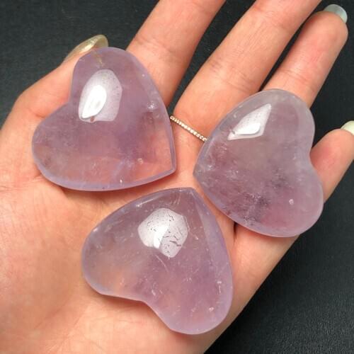 3pcs Natural fantasy amethyst carved hearts, home art decorations, gifts