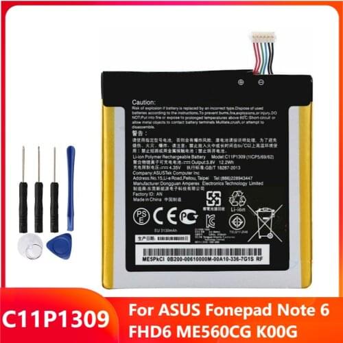 Original Phone Battery C11P1309 For ASUS Fonepad Note 6 Note6 FHD6 ME560CG K00G Replacement Rechargable Batteries 3130mAh