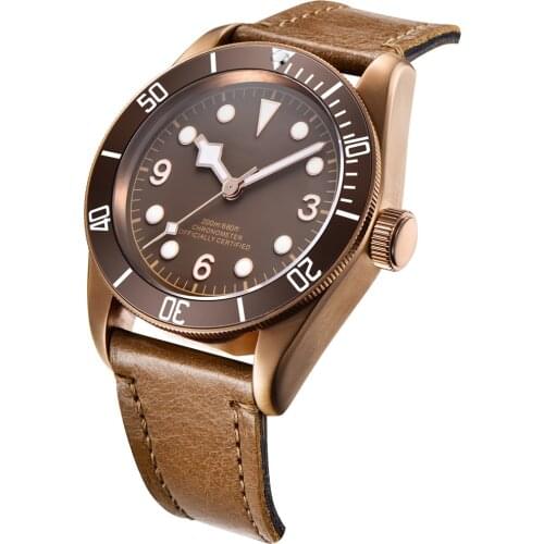 Corgeut 41mm automatic nh35 miyota seagull movement mens mechanical watch sterile dial stainless Brass PVD Case leather starp