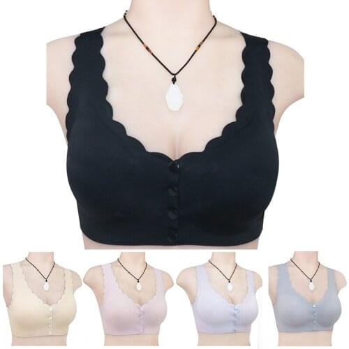 Soft Seamless Underwear for Women Push Up Bra Bralette With Pad Vest Top Bra Plus Sizes Front Botton Female Brassiere Underwear