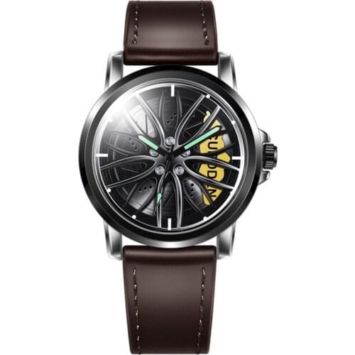 New Unique Tires Creative Design Watches Men Fashion Leather Band Hip Hop Pointer Display Sports Quartz Watch Montre Homme 2021
