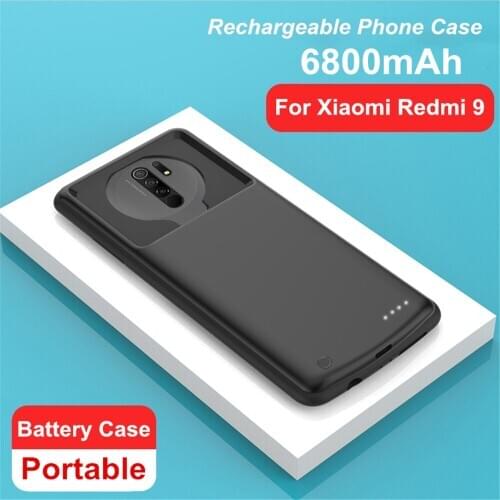ZKFYS Battery Charger Cases For Xiaomi Redmi 9 External Charging Case 6800mAh Backup Powerbank Cover for Redmi 9 Battery Case