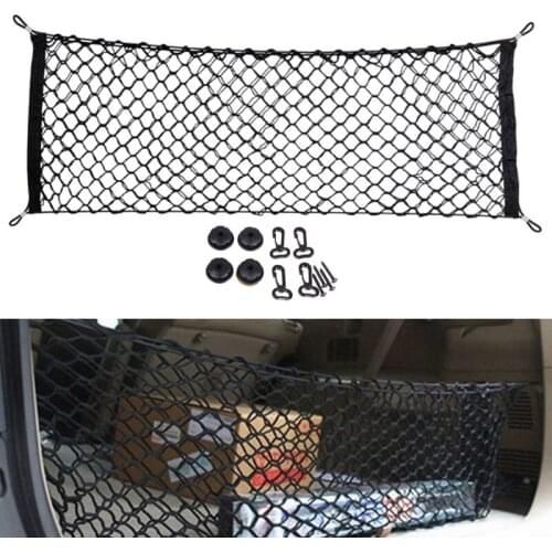 Black Trunk Double-Layer Cargo Net Adjustable Storage Tool Vehicle Interior Storage Accessories