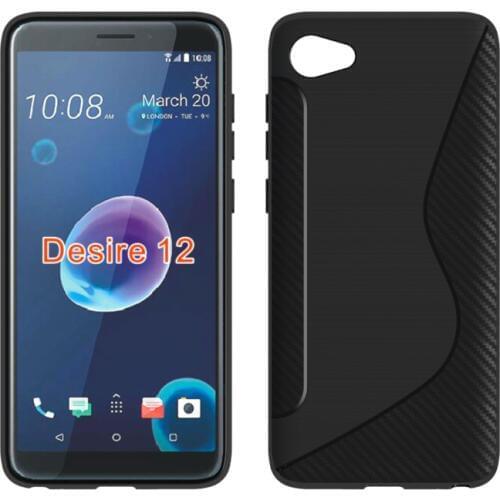 Black transparent shockproof Anti-skid S Line TPU Gel Skin Case Cover For htc desire 12