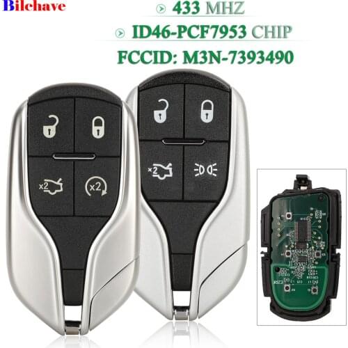 Bilchave 4 Buttons 434Mz ID46 PCF7953 Chip Remote Smart Car Key For Maserati Quattroporte President Ghibli Levant 2012-2015