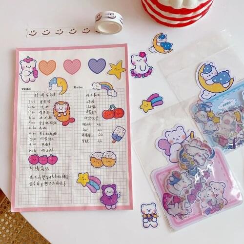 Korean Cute Bear Stickers Student Hand Account Diy Decoration Stickers Diary Hand Account Decoration Wall Stickers