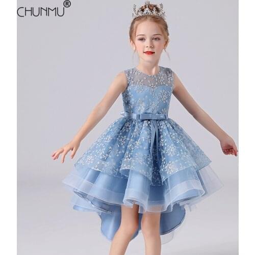 Flower Girl Birthday Lace Embroidery Dress Elegant Girl Evening Party Dress Princess Formal Gown For Children Girls Clothes