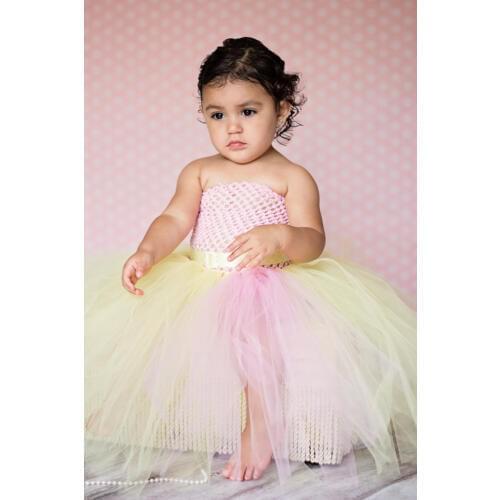 Cute Baby Crochet Tutu Dresses Baby Fluffy Tulle Party Tutus Ball Gown with Pearl Ribbon Waist Kids Cheap Wedding Dress Clothes