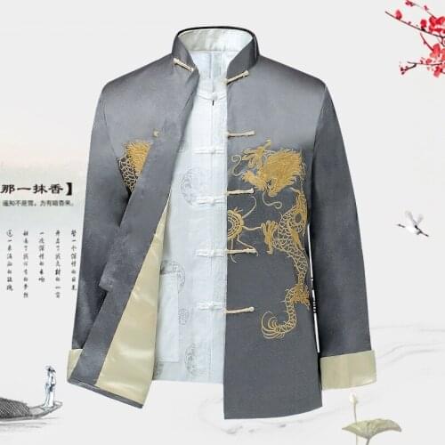 Male Clothes 2021 Embroidery Dragon Tang Suit Traditional Chinese Clothing For Men Shirt Top Jacket Cheongsam Hanfu Men 30496