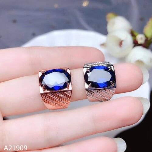 KJJEAXCMY fine jewelry 925 sterling silver inlaid natural gemstone mens ring support detection optimization