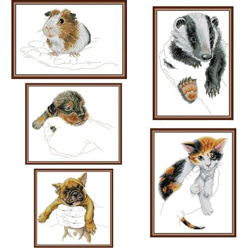 Animal in the palm series Pattern cross stitch kit canvas printing embroidery kit 14CT 11CT needlework Home decoration painting
