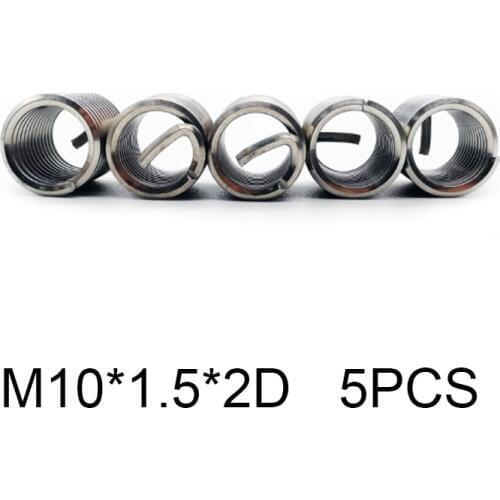 5Pcs M10*1.5*2D Silver Thread Repair Insert Kit Set 304 Stainless Steel For Hardware Repair Tools