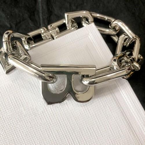 New Hot Brand party For Women heavy link chain initial letter B bracelet gold silver vintage Jewelry