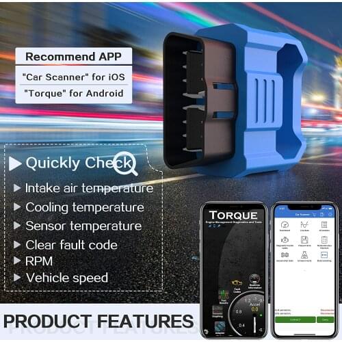 OBD2 Scanner Bluetooth 5.0 Vehicle Code Reader Car Diagnostic Scan Tool Erase Check Engine Light for Universal for 1996+ Cars