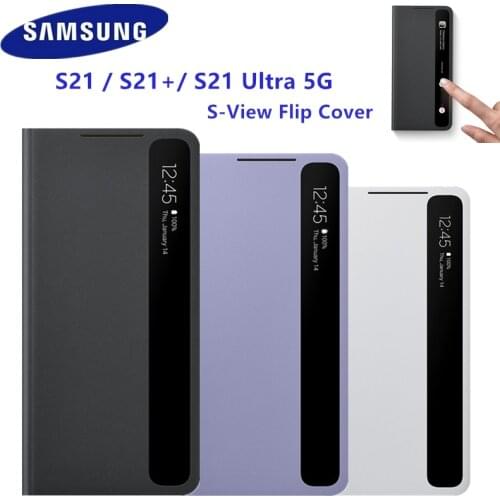 Original Samsung Mirror Smart View Flip Cover Case For Samsung Galaxy S21/S21+/S21 Plus/Ultra 5G Phone S-View LED Cases EF-ZG998