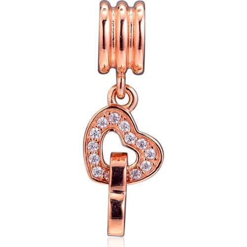 Fits for Pandora Charms Bracelets Interlocked Hearts Rose Beads 100% 925 Sterling Silver Jewelry Free Shipping