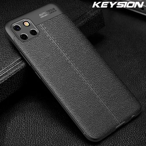 KEYSION Shockproof Case for Realme C11 luxury litchi Leather Soft Silicone Phone Back Cover for OPPO Realme C11