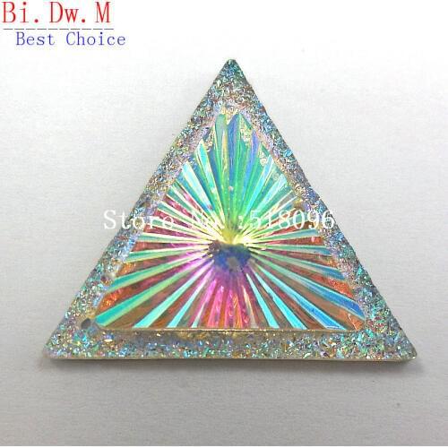 RESIN Triangle AB Color 30mm Rhinestones Sew On Stones anc Crystals Strass Crystal Crafts For Apparel Wedding Women Clothes Diy