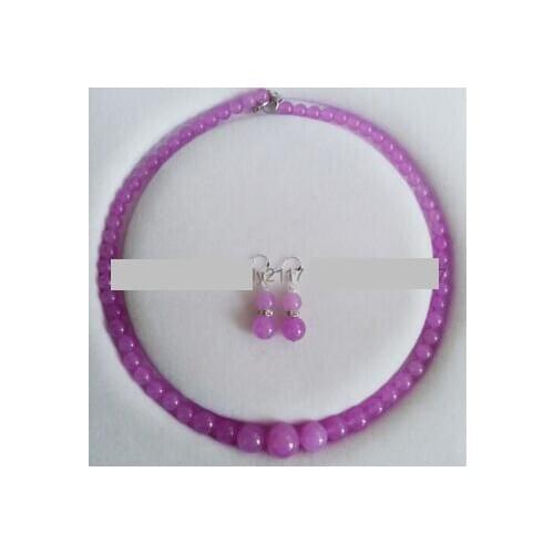 Natural 6-14mm Red Jade Round Gemstone Beads Necklace Earring Jewelry Set