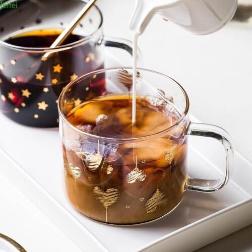 400ml Star Heart Letter Portrait Glass Mug Coffee Cup With Handle Couple Cups For Breakfast Milk Tea Juice Cold Brinkware Beer