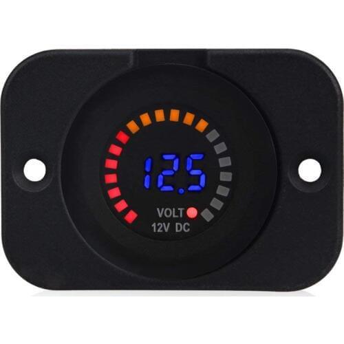 DIY Waterproof 12V Voltmeter Color LED Display With Flat Panel Volt Meter Battery Tester for Marine Car Motorcycle Truck RV