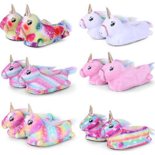 2020 Winter Lovely Home Slippers Kigurumi Licorne White Shoes Women Unicorn Slippers Animal pantuflas unicornio Cosplay Slippers