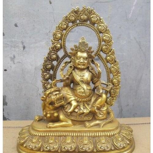 Tibet buddhism Joss Bronze Gilt Vaishravana Mammon Tutelary Deity Buddha Statue