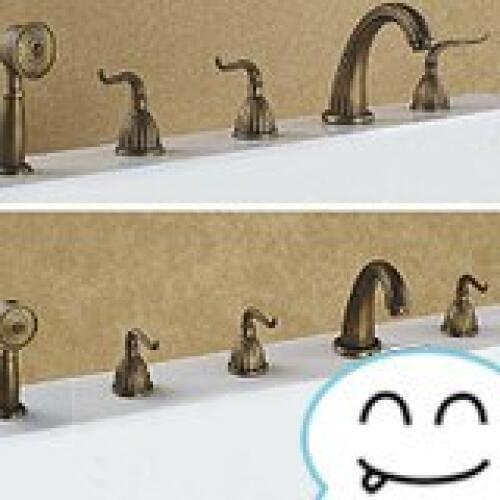 Cold water valve triple set faucet copper sitting double handle double control copper bathtub shower faucet