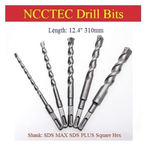 [Length 310mm 12.4'' ] Diameter 3-50mm 0.12''-2'' carbide core drill bits | Hammer hole saw SDS MAX SDS PLUS Square Hex Shank