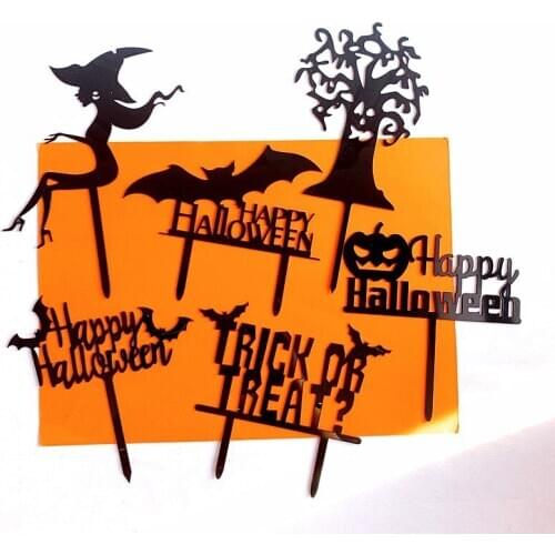 Cake Decoration Black Happy Halloween Cake Toppers for Scary Halloween Party Home Decor Dessertt Cupcake Halloween Party Decor