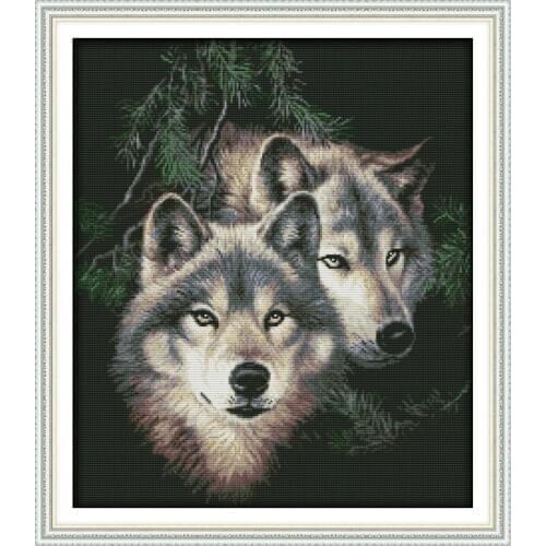 Everlasting Love Christmas Two Wolves (2) Chinese Cross Stitch Kits Ecological Cotton Stamped Christmas 11 14CT Home Decoration