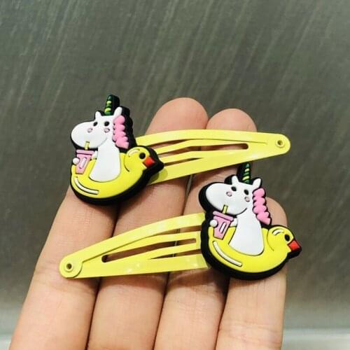 2Pcs/Set Cartoon Unicorn Duck Hairpins For Girls Headwear Sweet Hair Clips Barrettes Kids Fashion Hair Accessories