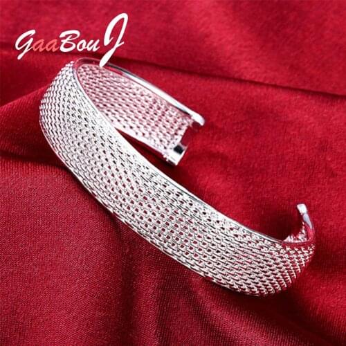 925 Sterling Silver Womens Web Bangle Bracelets On Hand Wedding Luxury Fashion Engagement Party Jewelry Ladies Gifts GaaBou