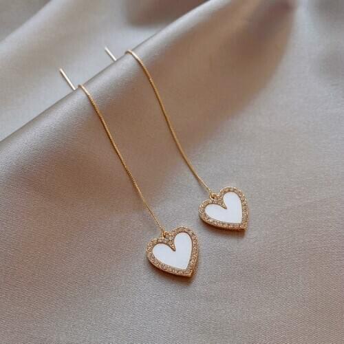 2020 New Arrival Zeojrlly Metal Trendy Heart Women Dangle Earrings Simple Long Pendant Female Elegant Jewelry For Girl
