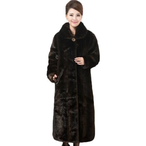 Womens Imitation Mink Fur Overcoat 2020 Winter Womens Large Size Loose Faux Fur Jacket Outerwear Female Long Warm Fur Coats