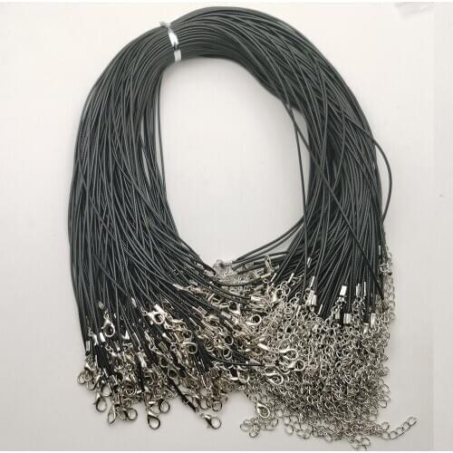 1.2MM lobster clasp jewelry Necklace Rope black wax Leather Cord necklace lanyard pendant cords Wholesale 100pcs/lot