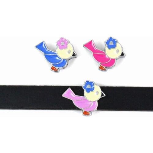 10pcs/lot Internal Dia 8mm Bird Slide Charm DIY Accessories fit 8mm wide belt pet collar