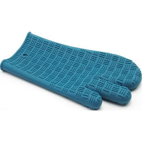2pcs 34x17cm Three Fingers Non-slip Heat Resistant Silicone Oven Mitts Microwave High Temperature Oven Mitts