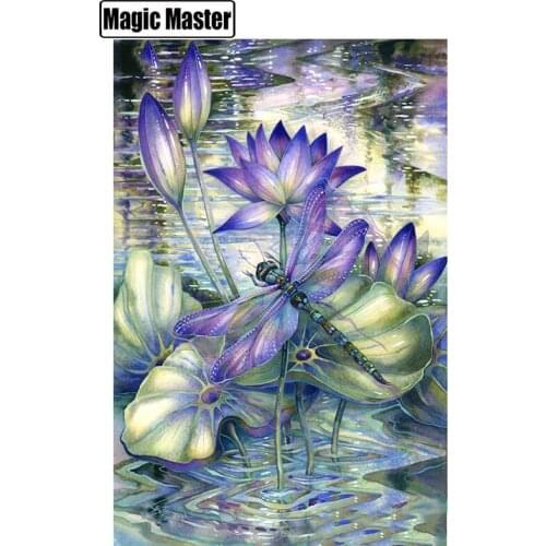 5D DIY Diamond Painting Full Square/Round Drill "Dragonfly Lotus" Embroidery Cross Stitch gift Home Decor Gift