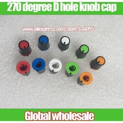 60pcs half shaft D hole plastic knob cap / 270 degree mixer keyboard potentiometer knob rotating cap / red yellow blue green whi