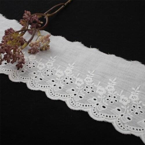 8.5CM Wide New Embroidery White Flower Lace Fabric Trim Ribbon Applique DIY Sewing Collar Ruffle Guipure Wedding Cloth Decor