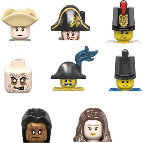 8Pcs Pirates Caribbean Mini Figured Captain Jack Mermaid Cartoon Bricks Building Blocks DIY Assembled Model for Kids